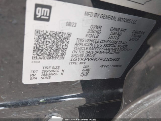 Продажа на аукционе авто 2024 Cadillac Lyriq Sport W/1sj, vin: 1GYKPVRK7RZ105823, номер лота: 44767979