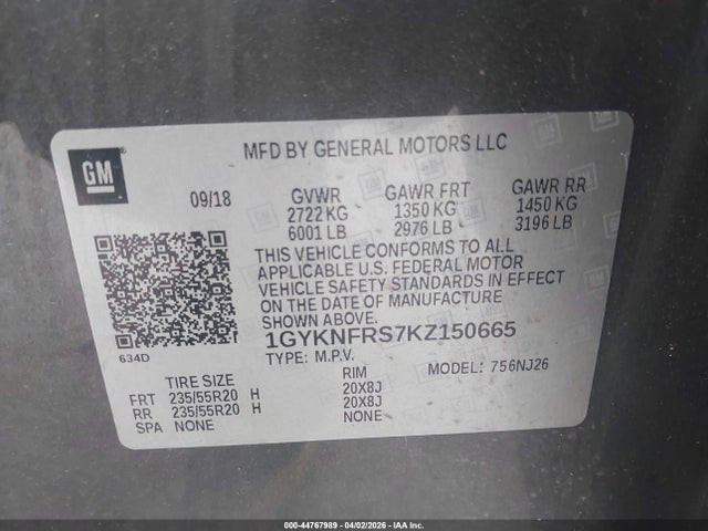 Продаж на аукціоні авто 2019 Cadillac Xt5 Premium Luxury, vin: 1GYKNFRS7KZ150665, номер лоту: 44767989