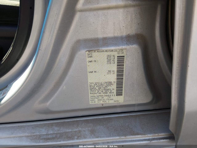 1N4AL3AP9EN360151 Nissan Altima 2.5/2.5 S/2.5 Sl/2.5 Sv