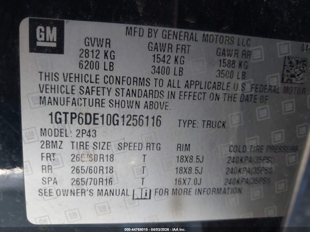 1GTP6DE10G1256116 GMC CANYON SLT