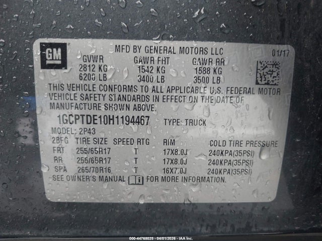 1GCPTDE10H1194467 Chevrolet Colorado Z71