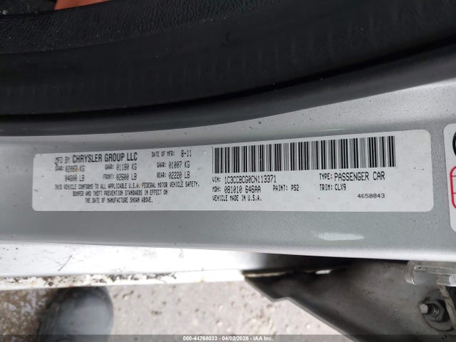 2012 Chrysler 200 Limited მანქანა იყიდება აუქციონზე, vin: 1C3CCBCG0CN113371, აუქციონის ნომერი: 44768033