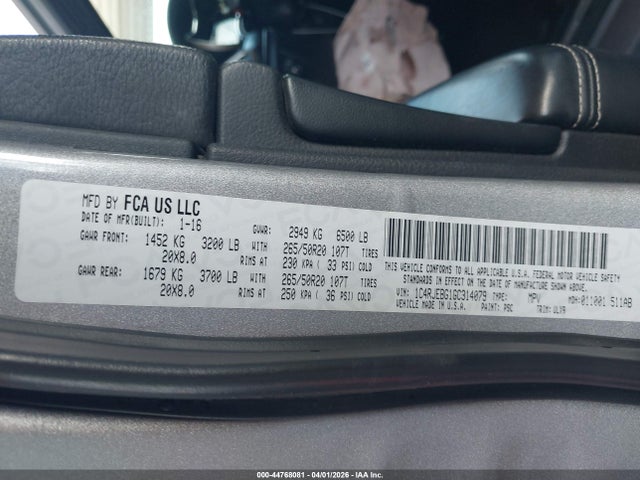 1C4RJEBG1GC314079 Jeep Grand Cherokee Limited