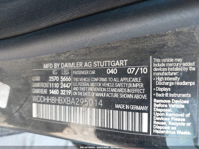 44768094 :رقم المزاد ، WDDHH8HBXBA295014 vin ، 2011 Mercedes-benz E 350 4matic مزاد بيع