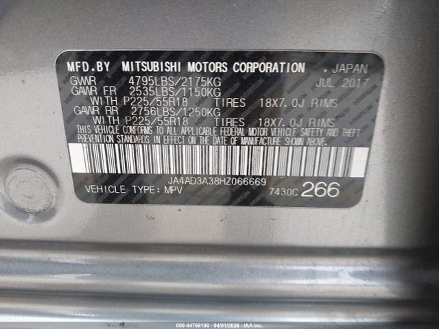 2017 MITSUBISHI OUTLANDER JA4AD3A38HZ066669 Photo 8