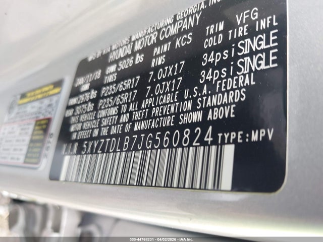 5XYZTDLB7JG560824 Hyundai Santa Fe Sport 2.4l