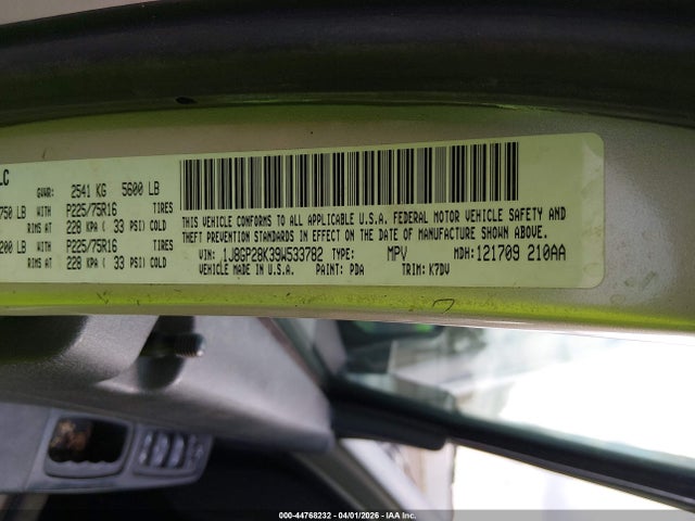 2009 JEEP LIBERTY 1J8GP28K39W533782 Photo 8