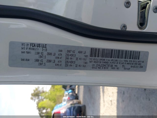 Продаж на аукціоні авто 2019 Jeep Compass Limited 4x4, vin: 3C4NJDCB4KT787189, номер лоту: 44768261