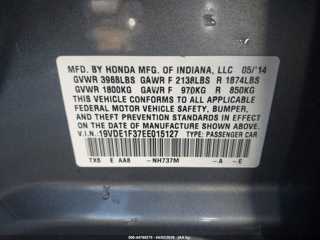 2014 Acura Ilx 2.0l მანქანა იყიდება აუქციონზე, vin: 19VDE1F37EE015127, აუქციონის ნომერი: 44768275