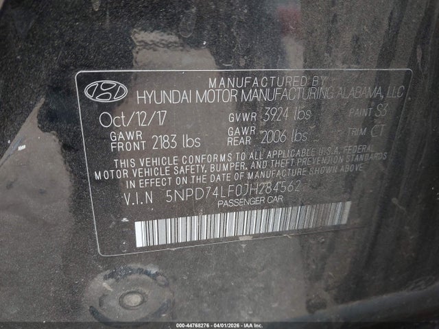 Hyundai ELANTRA SE 2018 5NPD74LF0JH284562 Image 9