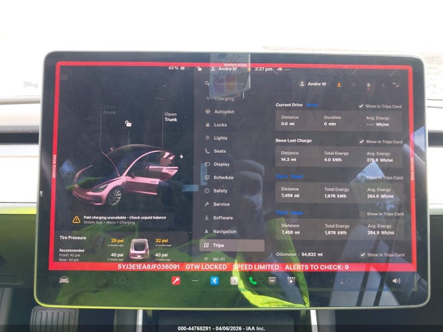 2018 Tesla Model 3 Long Range/mid Range მანქანა იყიდება აუქციონზე, vin: 5YJ3E1EA8JF036091, აუქციონის ნომერი: 44768291