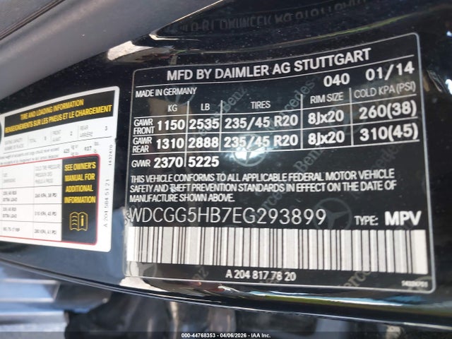 Продажа на аукционе авто 2014 Mercedes-benz Glk 350, vin: WDCGG5HB7EG293899, номер лота: 44768353