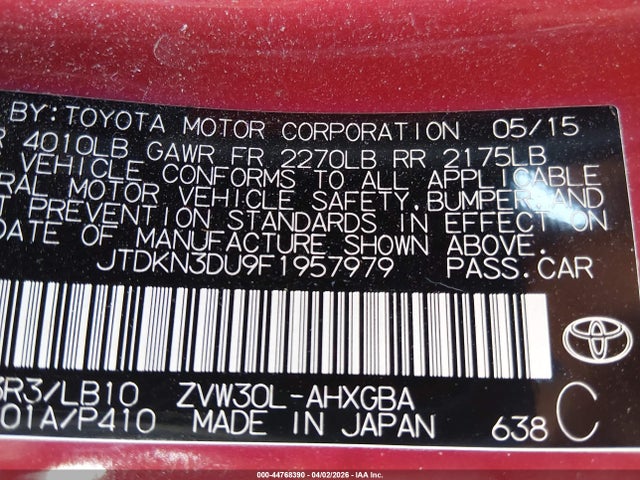 Toyota Prius Four 2015 JTDKN3DU9F1957979 Image 9
