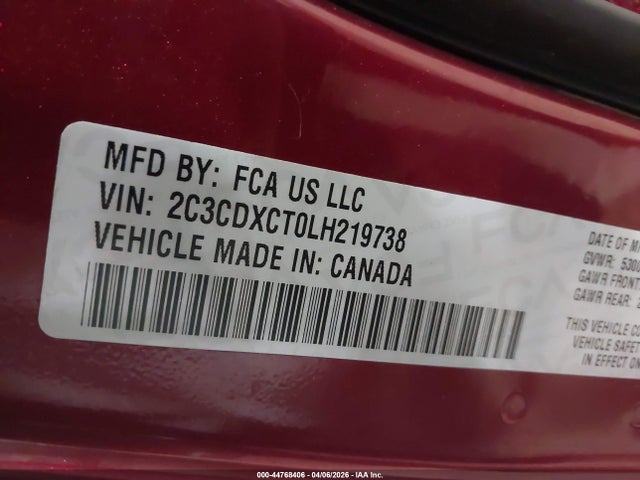 Aukcja sprzedaży 2020 Dodge Charger R/t Rwd, vin: 2C3CDXCT0LH219738, numer aukcji: 44768406