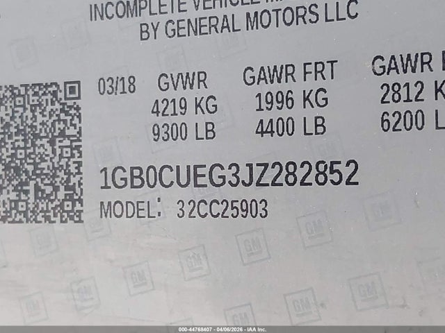 1GB0CUEG3JZ282852 Chevrolet Silverado 2500hd Wt