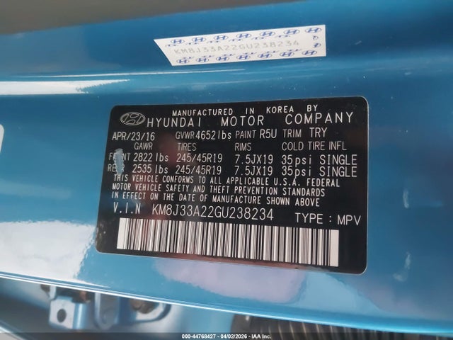KM8J33A22GU238234 Hyundai Tucson Limited