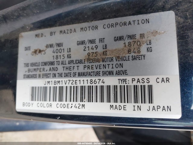 Продаж на аукціоні авто 2014 Mazda Mazda3 I Touring, vin: JM1BM1V72E1118674, номер лоту: 44768485