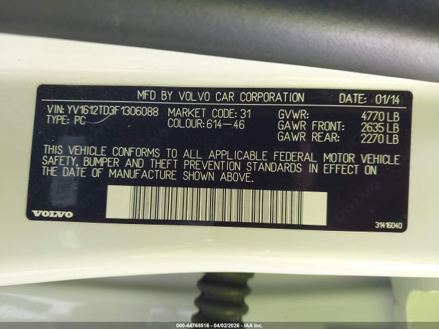 YV1612TD3F1306088 Volvo S60 T5 Platinum