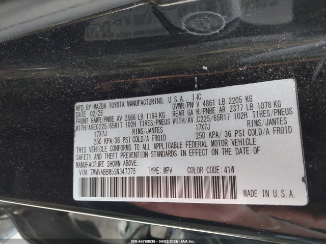 Aukcja sprzedaży 2025 Mazda Cx-50 2.5 S Preferred Package, vin: 7MMVABBM5SN347375, numer aukcji: 44768536