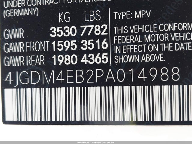 Продажа на аукционе авто 2023 Mercedes-benz Eqs 580 Suv 4matic, vin: 4JGDM4EB2PA014988, номер лота: 44768537