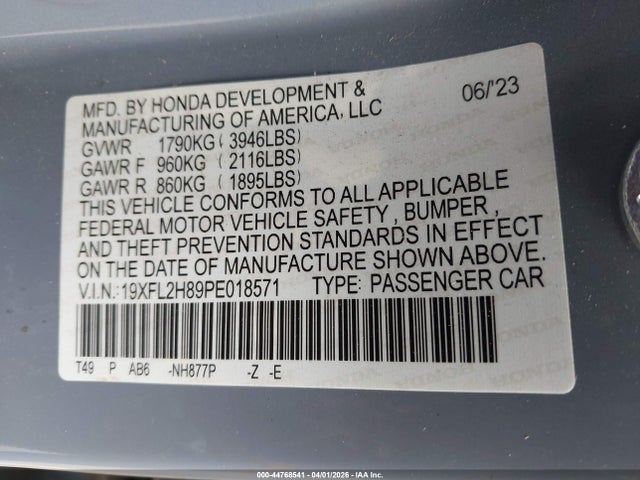 Продаж на аукціоні авто 2023 Honda Civic Sport, vin: 19XFL2H89PE018571, номер лоту: 44768541