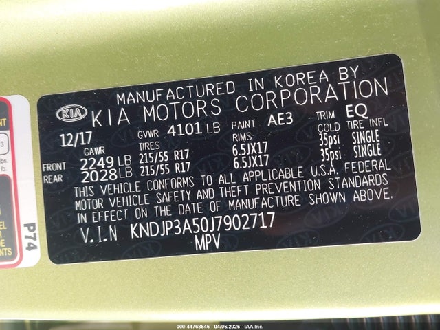 KNDJP3A50J7902717 KIA SOUL +