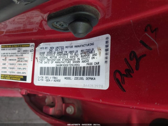 Aukcja sprzedaży 2007 Toyota Corolla Le, vin: 1NXBR30E67Z913551, numer aukcji: 44768576