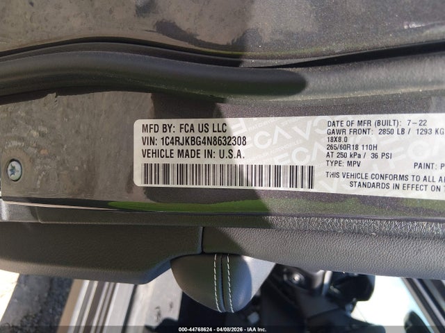 2022 Jeep Grand Cherokee L Limited 4x4 მანქანა იყიდება აუქციონზე, vin: 1C4RJKBG4N8632308, აუქციონის ნომერი: 44768624