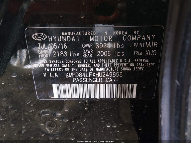 KMHD84LFXHU249858 Hyundai Elantra Value Edition
