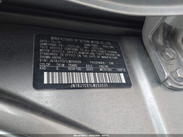 44768633 :رقم المزاد ، JN1BJ1CV1LW253030 vin ، 2020 Nissan Rogue Sport S Fwd Xtronic Cvt مزاد بيع