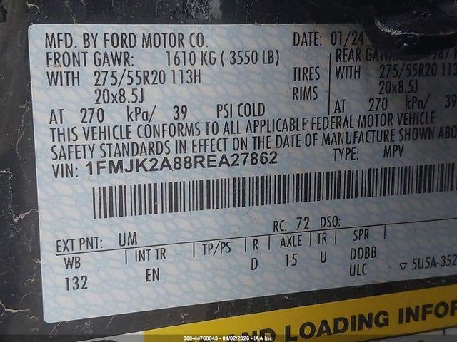 1FMJK2A88REA27862 Ford Expedition Limited Max