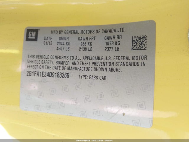 2013 CHEVROLET CAMARO 2G1FA1E34D9188266 Photo 8