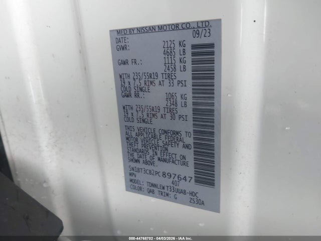 Продаж на аукціоні авто 2023 Nissan Rogue Sl Intelligent Awd, vin: 5N1BT3CB2PC897647, номер лоту: 44768702