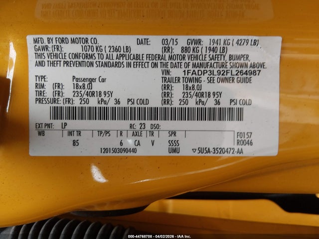 Ford FOCUS ST 2015 1FADP3L92FL264987 Image 9