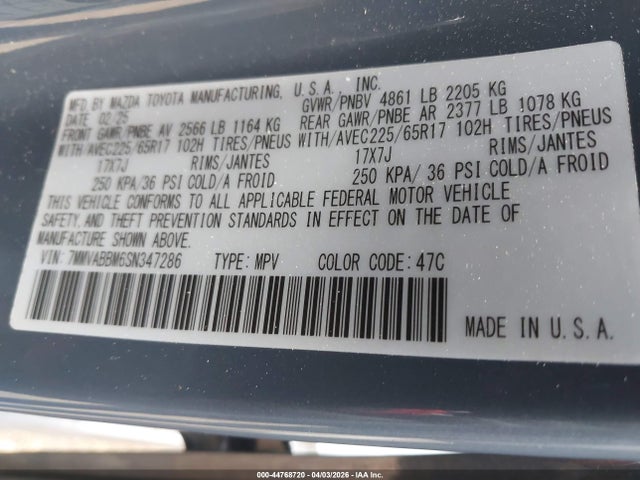 2025 Mazda Cx-50 2.5 S Preferred Package მანქანა იყიდება აუქციონზე, vin: 7MMVABBM6SN347286, აუქციონის ნომერი: 44768720
