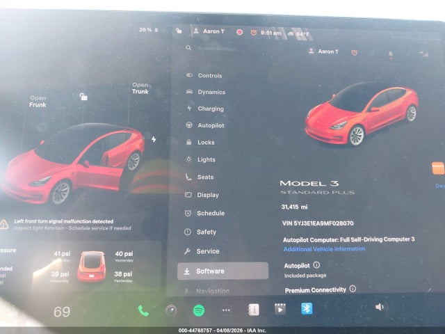 Tesla Model 3 Standard Range Plus Rear-wheel Drive 2021 5YJ3E1EA9MF028070 Image 7