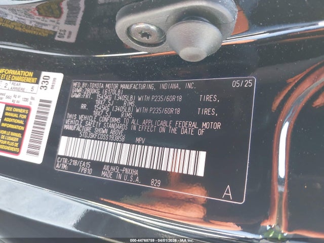 5TDJSKFC0SS193858 Toyota SIENNA XLE