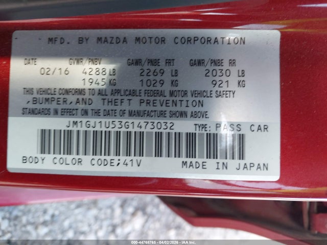 2016 MAZDA MAZDA6 JM1GJ1U53G1473032 Photo 8