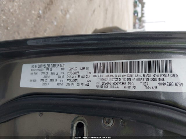 Продаж на аукціоні авто 2012 Ram 1500 Slt, vin: 1C6RD7LT6CS271980, номер лоту: 44768783