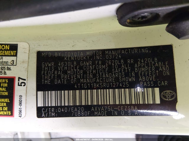 4T1G11BK5RU127425 Toyota CAMRY SE