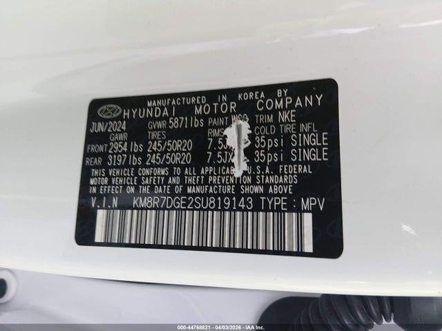 Продаж на аукціоні авто 2025 Hyundai Palisade Calligraphy Night Edition, vin: KM8R7DGE2SU819143, номер лоту: 44768821