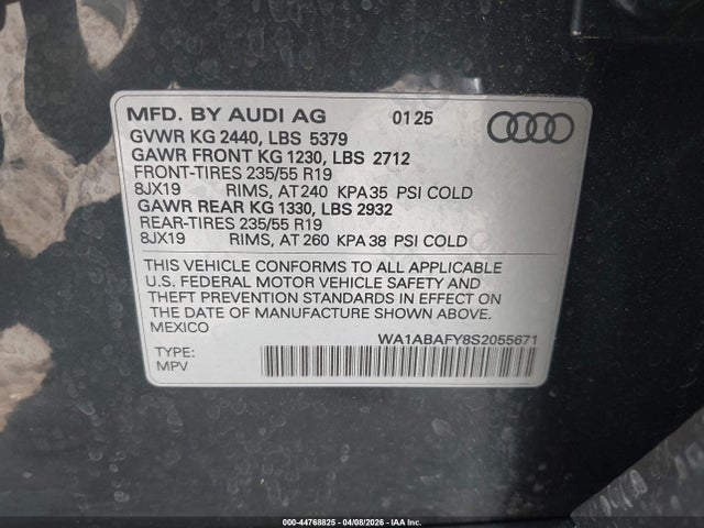 Продажа на аукционе авто 2025 Audi Q5 Premium 40 Tfsi Quattro S Tronic, vin: WA1ABAFY8S2055671, номер лота: 44768825