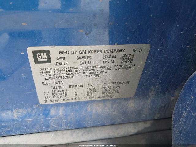 Aukcja sprzedaży 2015 Buick Encore Leather, vin: KL4CJCSB7FB036530, numer aukcji: 44768829