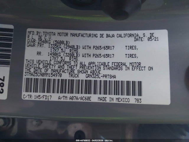 3TMAZ5CN0MM154970 Toyota Tacoma Trd Sport