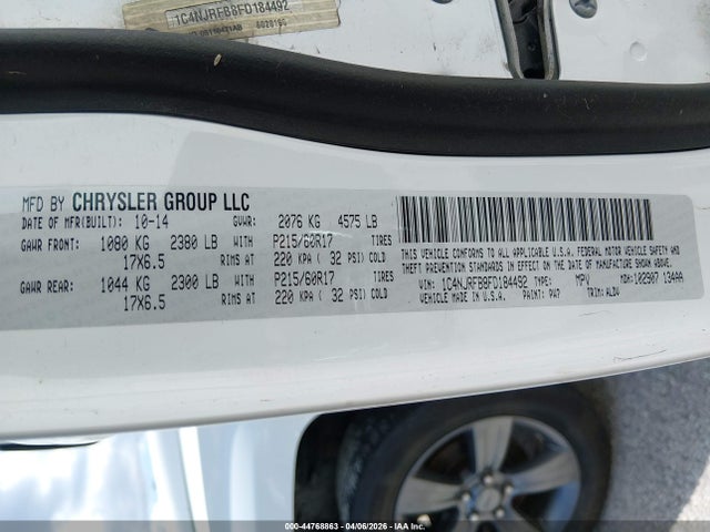 Продаж на аукціоні авто 2015 Jeep Patriot High Altitude Edition, vin: 1C4NJRFB8FD184492, номер лоту: 44768863