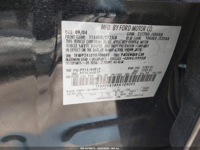 2005 FORD FIVE HUNDRED 1FAFP24185G109055 Photo 8