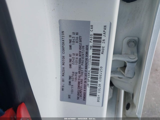 Продаж на аукціоні авто 2020 Mazda Mazda3 Premium Package, vin: JM1BPANMXL1153344, номер лоту: 44768881