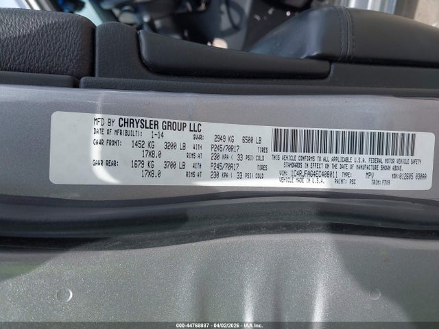 2014 Jeep Grand Cherokee Laredo მანქანა იყიდება აუქციონზე, vin: 1C4RJFAG4EC408011, აუქციონის ნომერი: 44768887