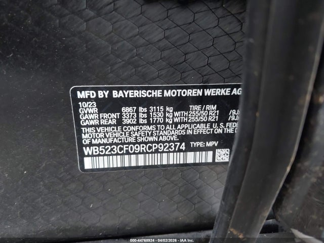 Продаж на аукціоні авто 2024 Bmw Ix Xdrive50, vin: WB523CF09RCP92374, номер лоту: 44768924