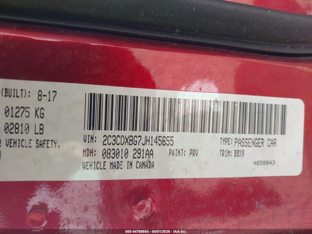 Продаж на аукціоні авто 2018 Dodge Charger Sxt Rwd, vin: 2C3CDXBG7JH145655, номер лоту: 44768954